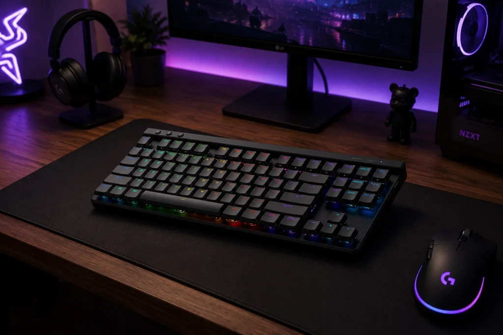 Logitech G515 Lightspeed TKL low-profile wireless gaming keyboard with PBT keycaps