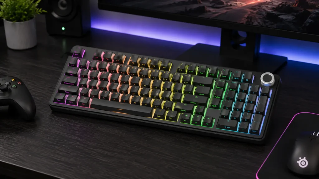 AULA F99 Pro Silent Version wireless mechanical gaming keyboard in black with pre-lubed linear switches and RGB backlight