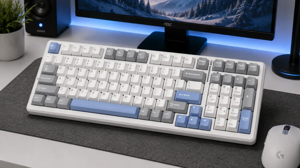 AULA F99 Silent Version triple-mode wireless mechanical gaming keyboard with pre-lubed linear switches and gasket mount