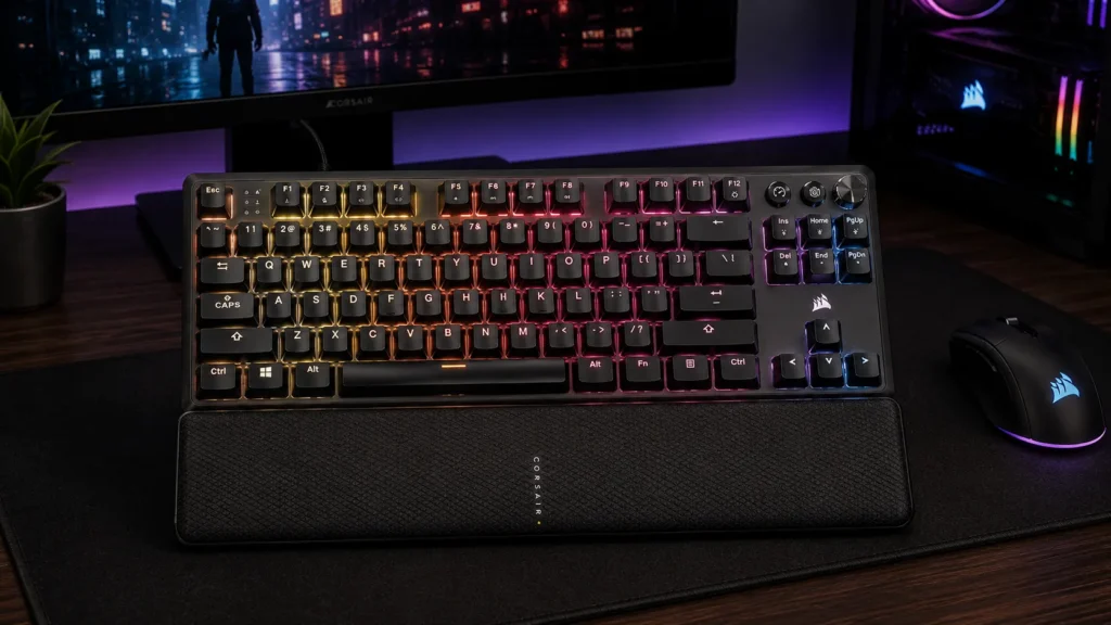 Corsair K70 CORE TKL Wireless keyboard with metal iCUE control wheel