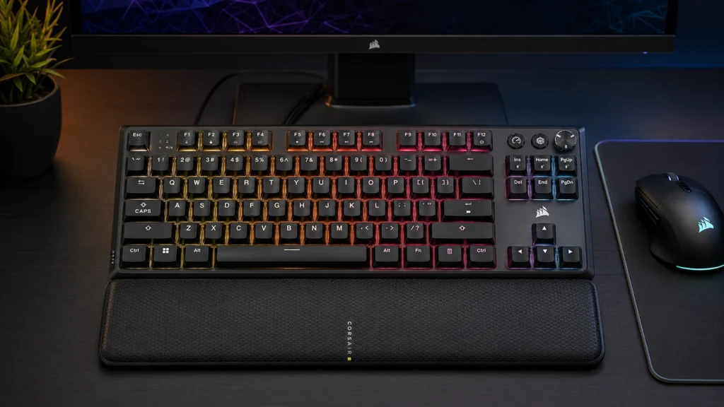 Corsair K70 CORE TKL mechanical gaming keyboard with media dial and pre-lubed MLX Red switches
