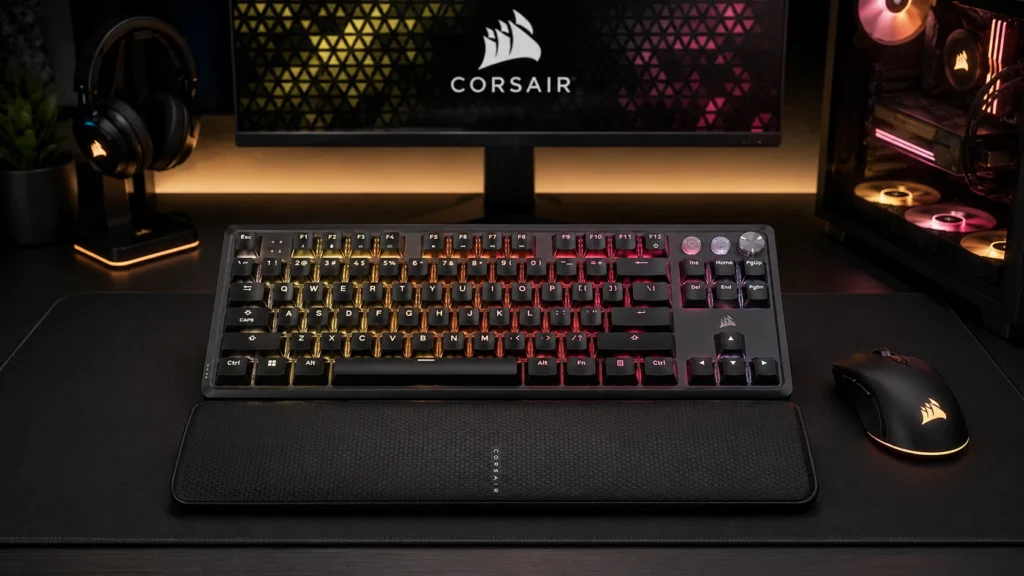 Corsair K70 PRO TKL magnetic Hall Effect tenkeyless gaming keyboard with 8000Hz polling and PBT keycaps