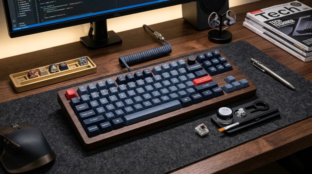 Keychron V3 Max tenkeyless mechanical keyboard with tactile switches on a desk