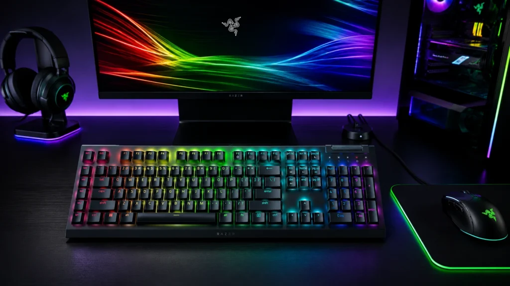Razer BlackWidow V4 X TKL gaming keyboard with media wheel and Chroma RGB lighting