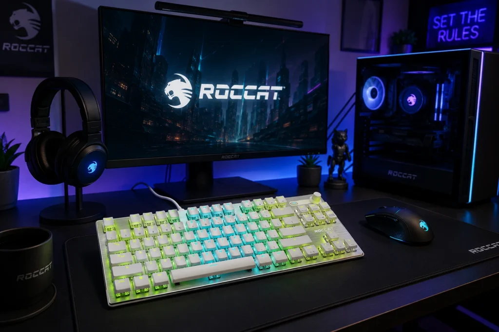 Roccat Vulkan TKL Pro keyboard with Titan optical switches and gunmetal finish