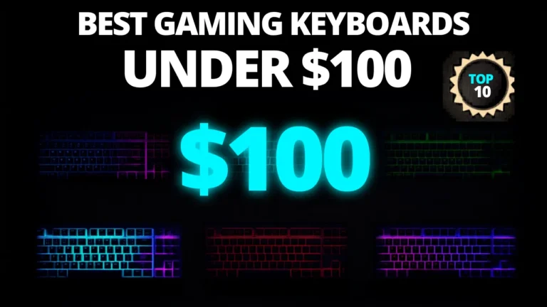 Best gaming keyboards under $100 - thumbnail featuring mechanical keyboard comparison with price callout and gaming setup aesthetic