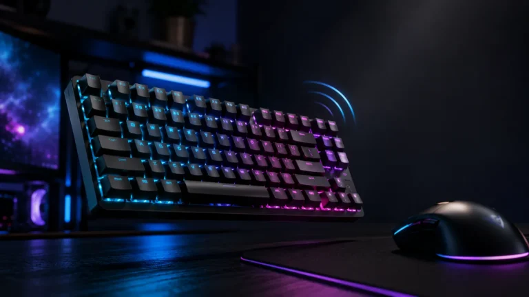 Best TKL wireless gaming keyboard lineup with RGB backlit tenkeyless mechanical board on dark studio background