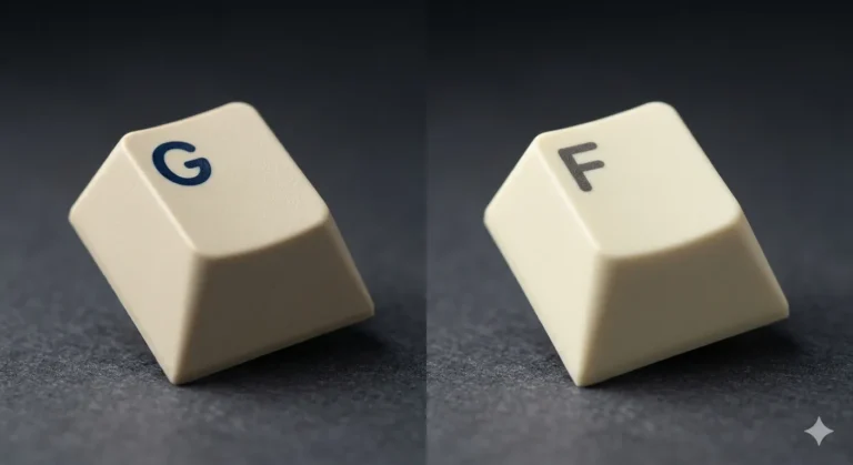Side-by-side comparison of double shot vs dye sub keycaps showing legend printing differences