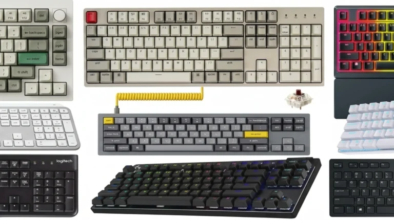 Mechanical vs membrane keyboard side-by-side comparison showing a hot-swap mechanical board next to a slim rubber-dome keyboard