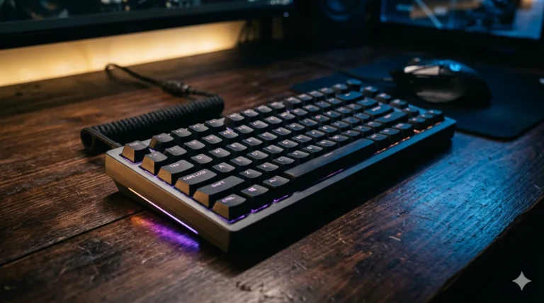 Premium hall effect keyboard with magnetic switches and subtle RGB underglow on a dark desk