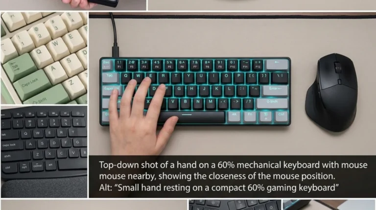 Best gaming keyboard for small hands — compact 60% mechanical keyboard with WASD keys highlighted, featured image for the 2026 buyer's guide.