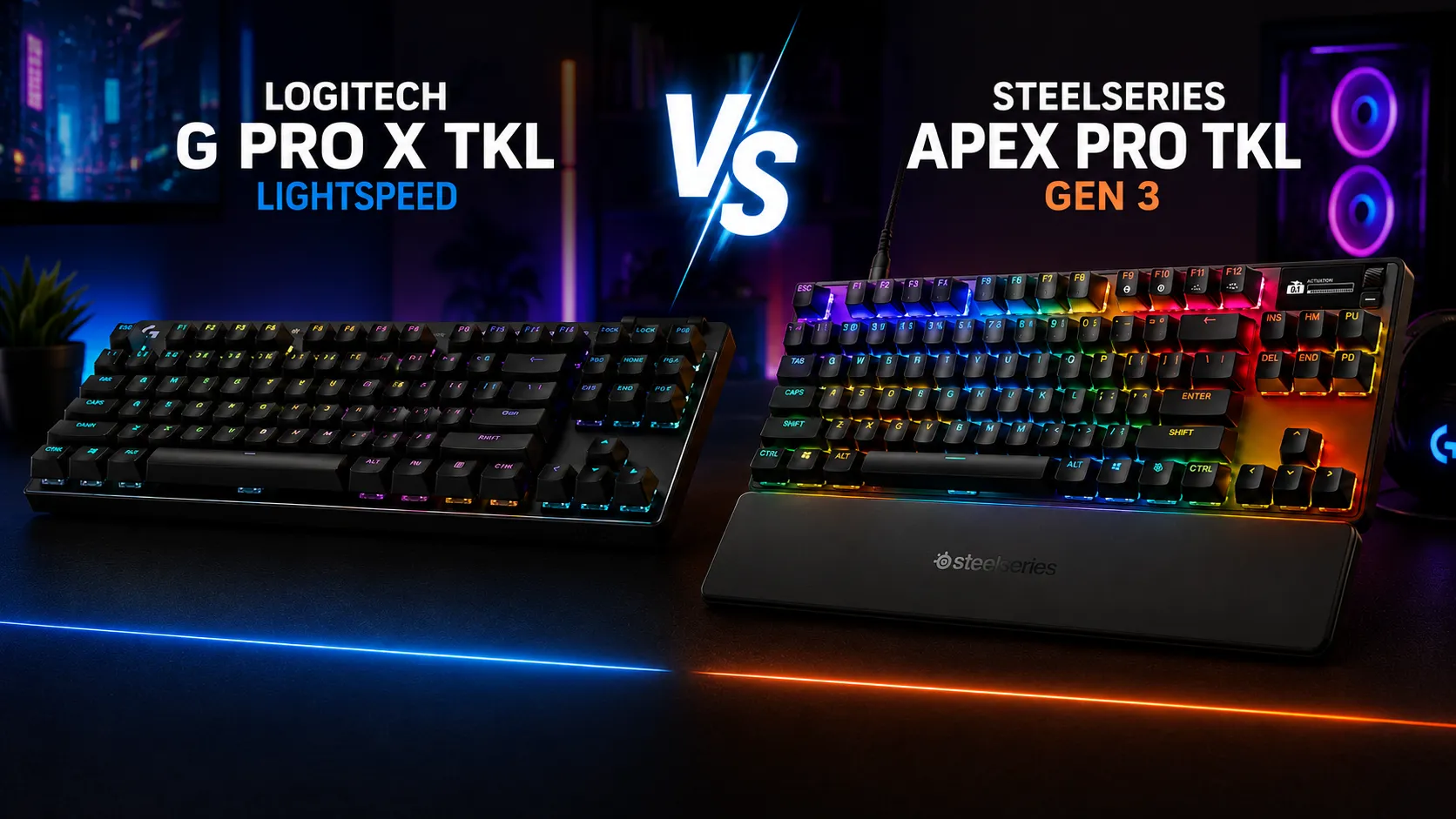 Logitech G Pro X TKL Lightspeed vs SteelSeries Apex Pro TKL Gen 3 side-by-side comparison