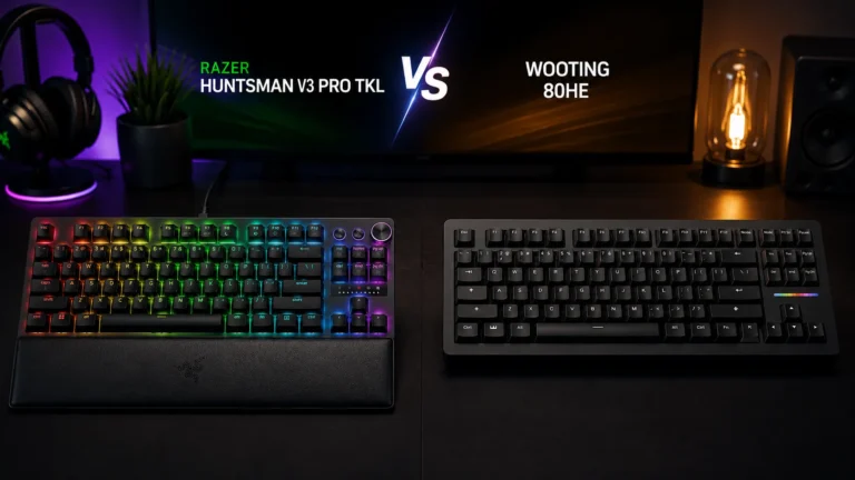 Razer Huntsman V3 Pro TKL vs Wooting 80HE hands-on comparison review of two analog rapid trigger gaming keyboards