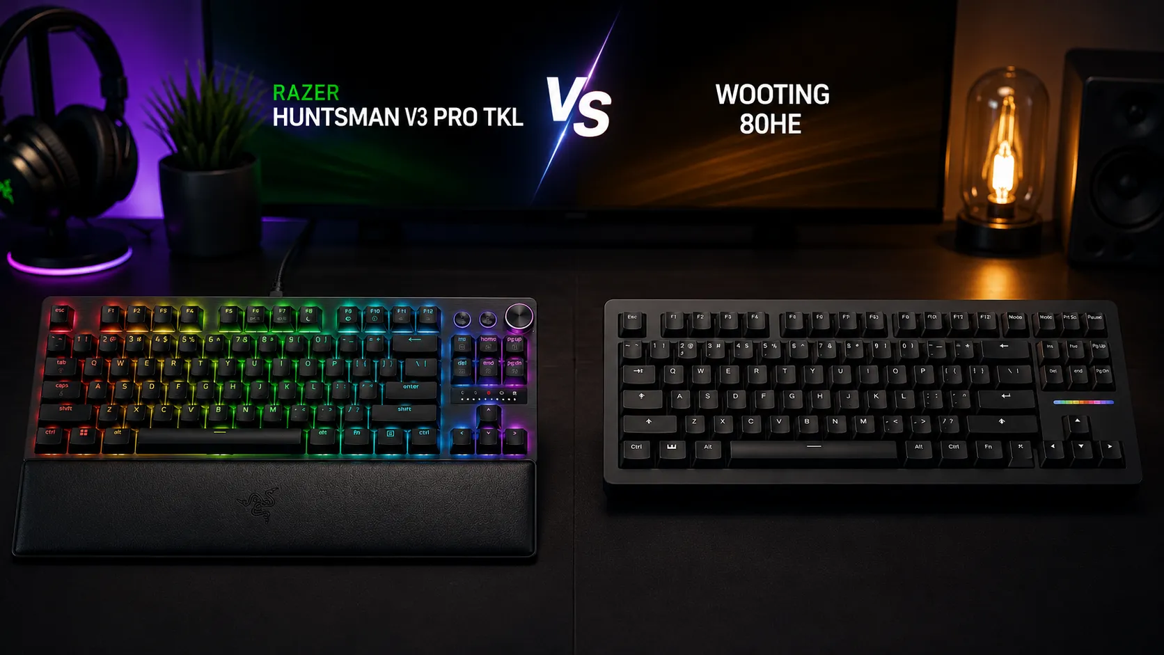 Razer Huntsman V3 Pro TKL vs Wooting 80HE hands-on comparison review of two analog rapid trigger gaming keyboards