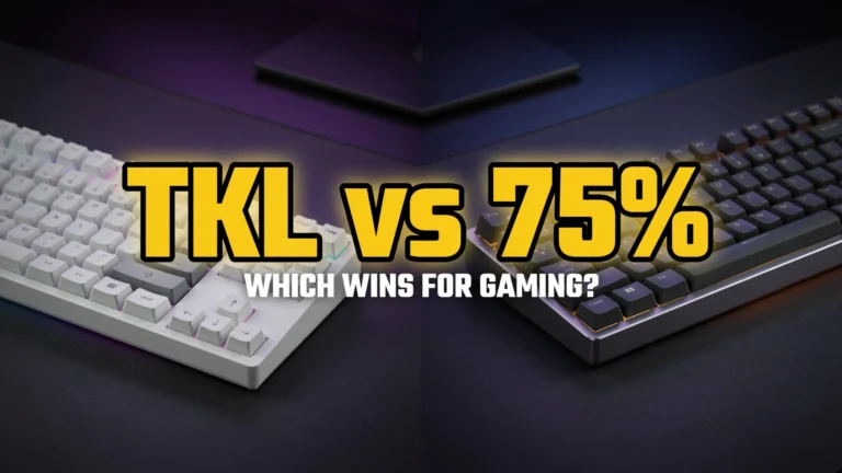 TKL vs 75 percent keyboard side-by-side comparison showing tenkeyless and 75% mechanical gaming keyboards with RGB lighting