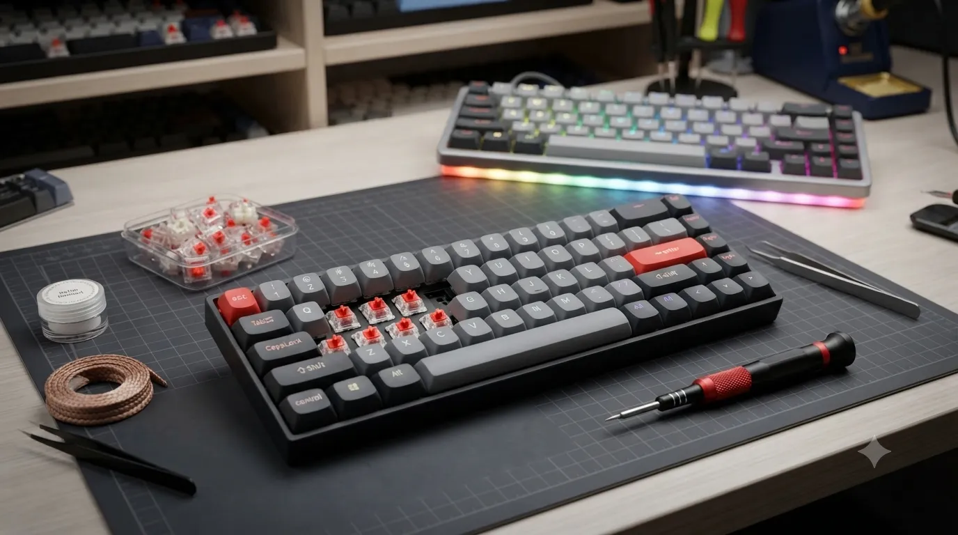 Keychron K6 Pro and Drop ALT 65% mechanical keyboards side by side for comparison