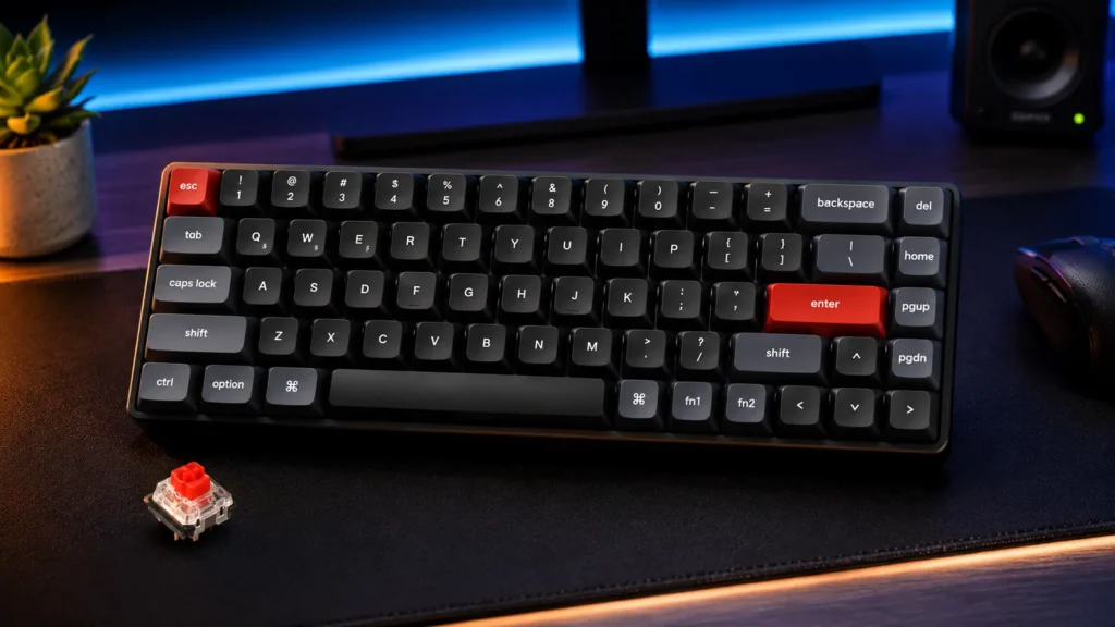 Keychron K7 Pro low-profile 65% wireless gaming keyboard with arrow keys and hot-swap sockets