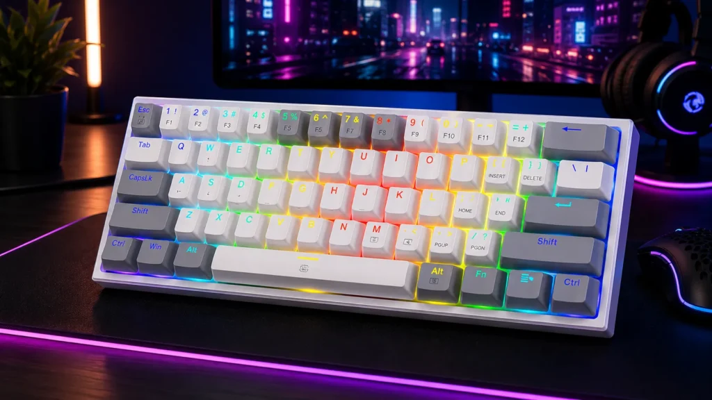 Redragon K617 60% hot-swap mechanical gaming keyboard with 20-mode RGB lighting