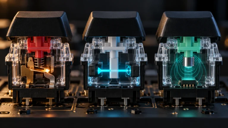 Hall Effect, optical, and mechanical keyboard switch mechanisms compared